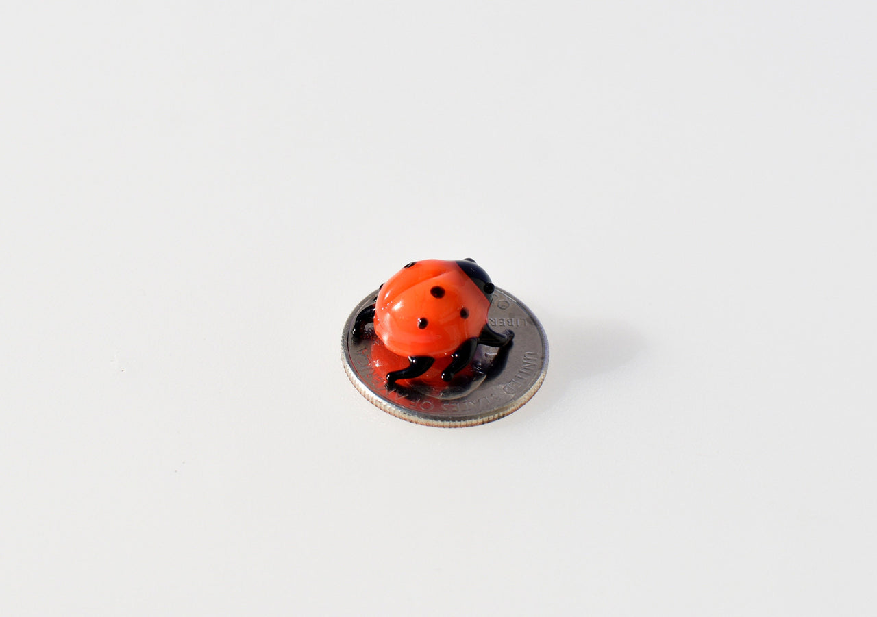 Lampwork Glass Ladybug Miniature: Whimsical Collectible Figurine