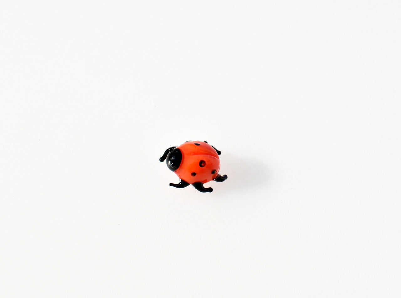 Lampwork Glass Ladybug Miniature: Whimsical Collectible Figurine
