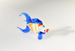 Handmade Flame Worked Glass Goldfish Figurine - Blue Clear Collectible