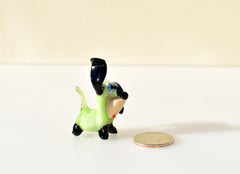 Lime-Green Glass Dog Figurine: Whimsical Handmade Sculpture