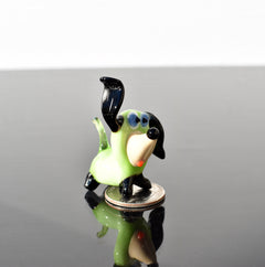 Lime-Green Glass Dog Figurine: Whimsical Handmade Sculpture