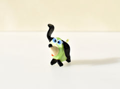 Lime-Green Glass Dog Figurine: Whimsical Handmade Sculpture