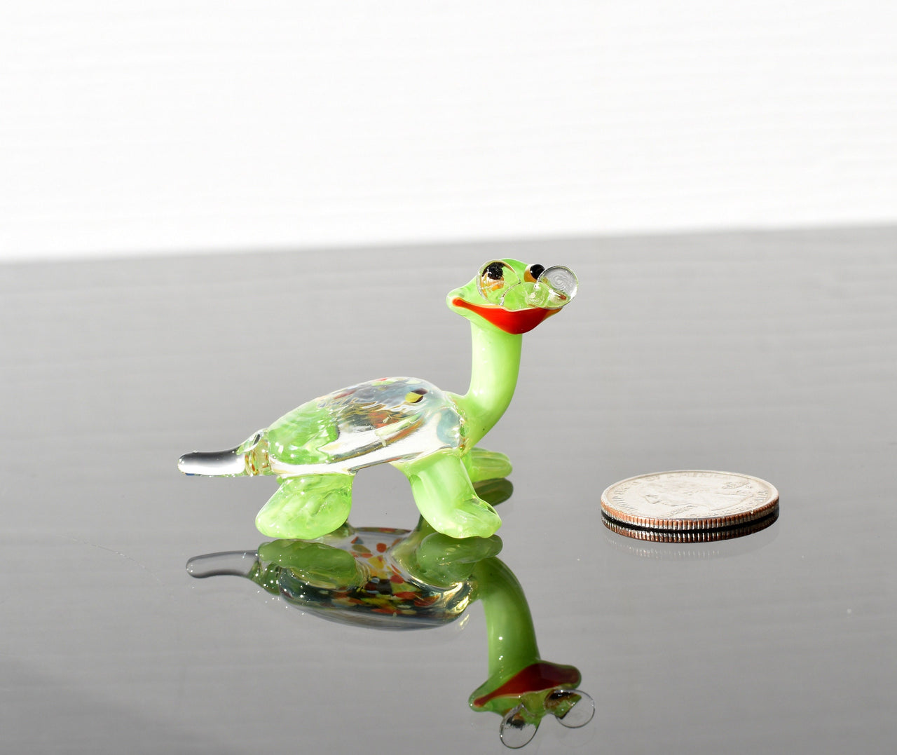 Sea Turtle Gifts, Teacher Gifts, Turtle with Glasses, Blown Glass Animals, Coastal Decor, Glass Sea Turtle, Nerdy Turtle, Green Turtle Art