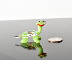 Sea Turtle Gifts, Teacher Gifts, Turtle with Glasses, Blown Glass Animals, Coastal Decor, Glass Sea Turtle, Nerdy Turtle, Green Turtle Art