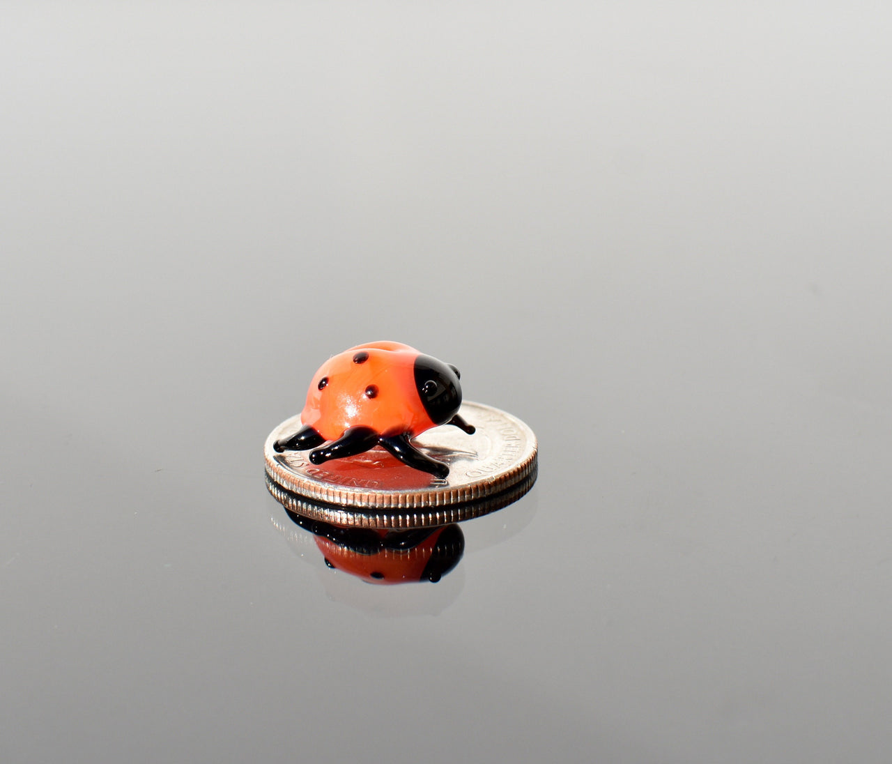 Lampwork Glass Ladybug Miniature: Whimsical Collectible Figurine
