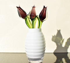 Purple Glass Tulip Flowers, Mothers Day Gifts, Goth Blown Glass Flowers Bouquet - Glass Birth Month Flowers - Tulip Glass Flowers with Stems