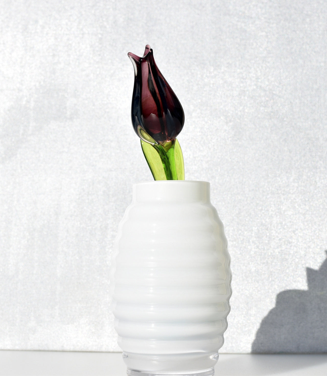 Handmade Purple Glass Tulip: Collectible Art Glass Sculpture