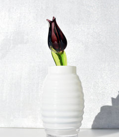 Handmade Purple Glass Tulip: Collectible Art Glass Sculpture
