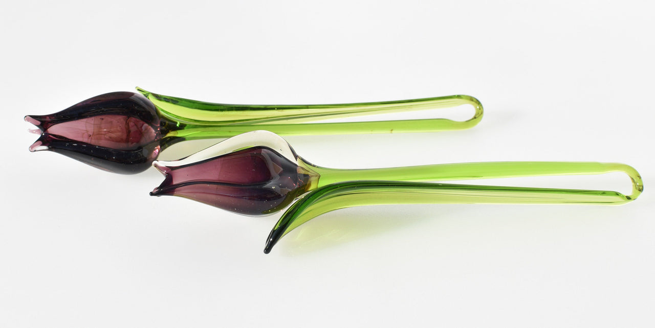Handmade Purple Glass Tulip: Collectible Art Glass Sculpture