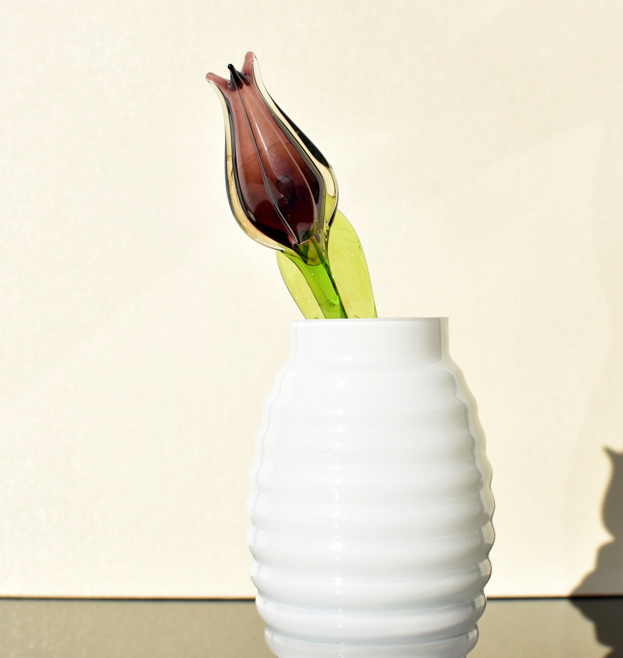 Handmade Purple Glass Tulip: Collectible Art Glass Sculpture