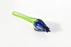 Cobalt Blue Glass Tulip: Handmade Flame-Worked Sculpture, Weatherproof Art