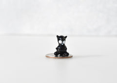 Lampwork Glass Black Cat Miniature, Whimsical Character