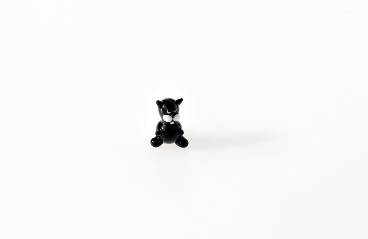 Lampwork Glass Black Cat Miniature, Whimsical Character