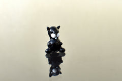 Lampwork Glass Black Cat Miniature, Whimsical Character