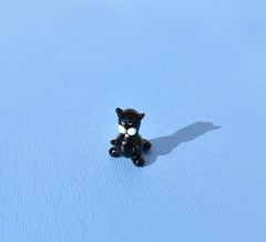 Lampwork Glass Black Cat Miniature, Whimsical Character