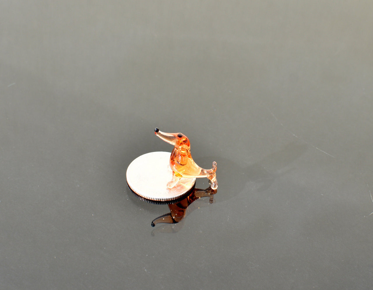 Mini Orange Glass Dachshund Figurine: Handmade Dog Lover Gift