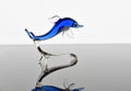 Blue Glass Dolphin Figurine: Hand-Blown Whimsical Sculpture