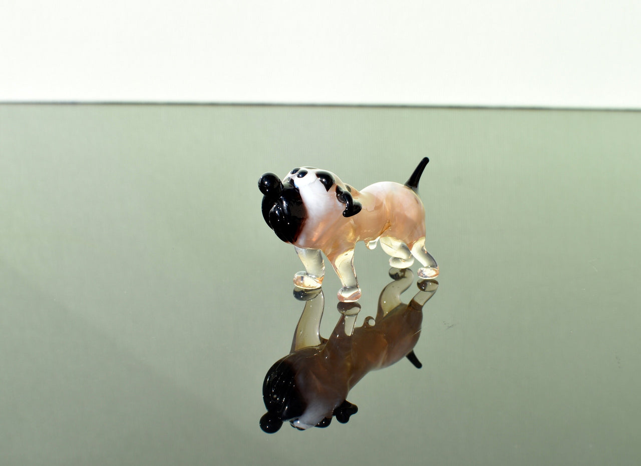 Handmade Glass Bulldog Figurine: Whimsical Art Glass Sculpture