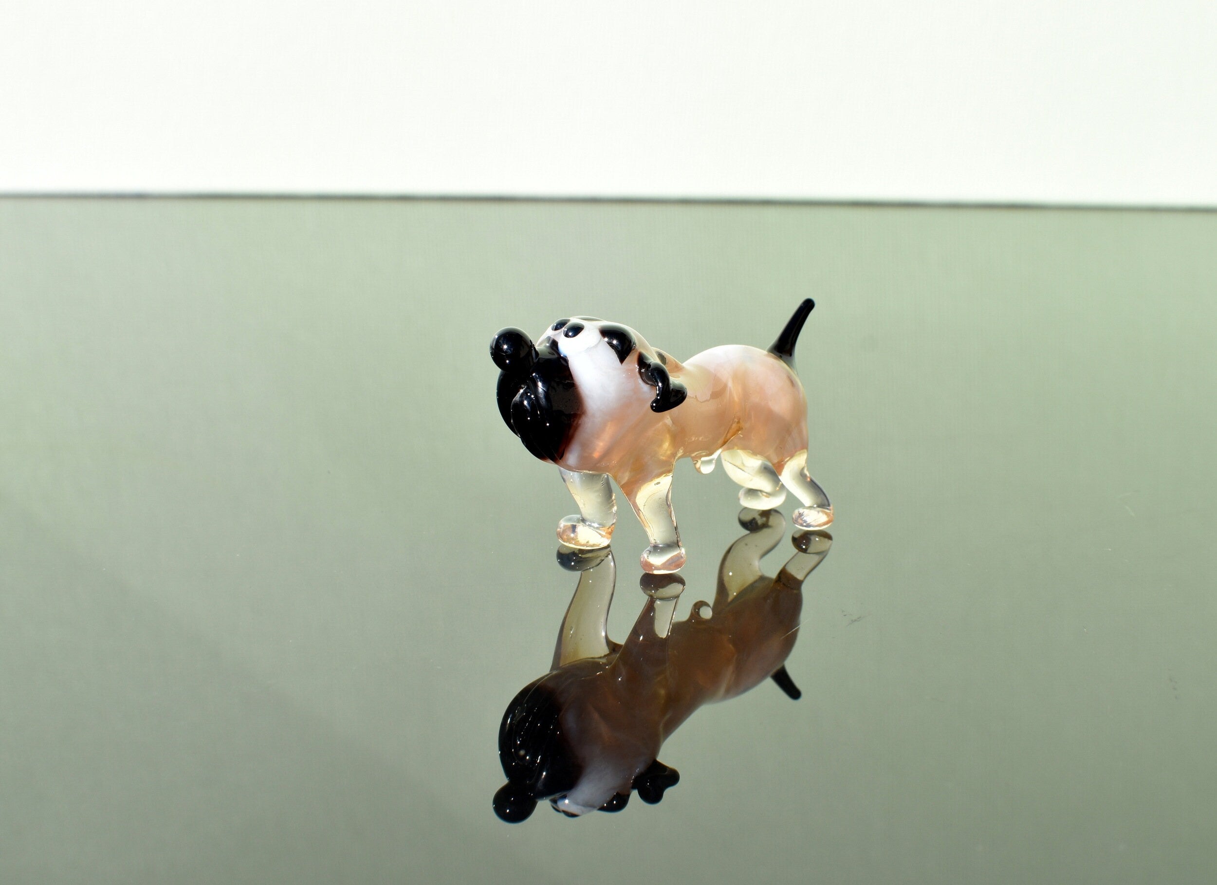 Handmade Glass Bulldog Figurine: Whimsical Art Glass Sculpture
