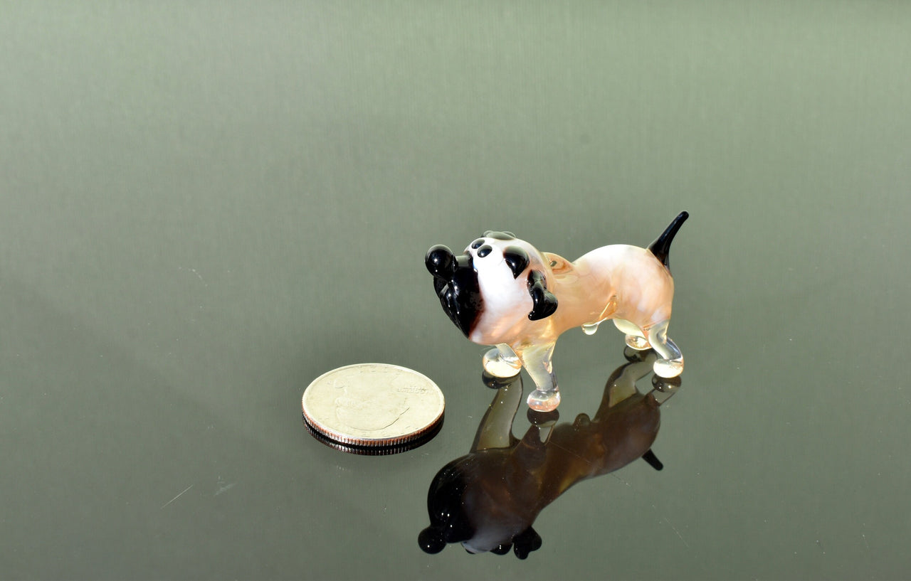 Handmade Glass Bulldog Figurine: Whimsical Art Glass Sculpture