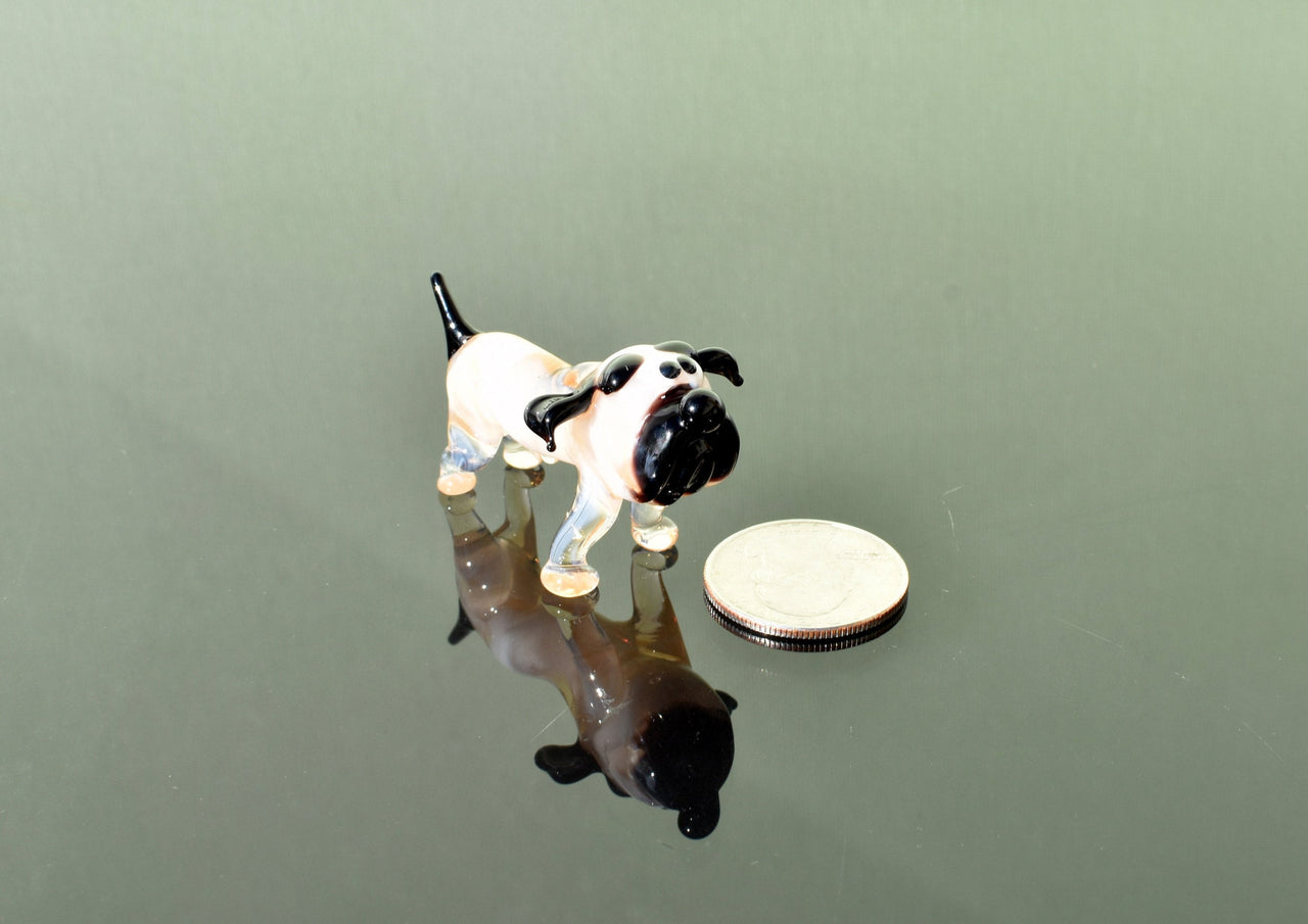 Handmade Glass Bulldog Figurine: Whimsical Art Glass Sculpture