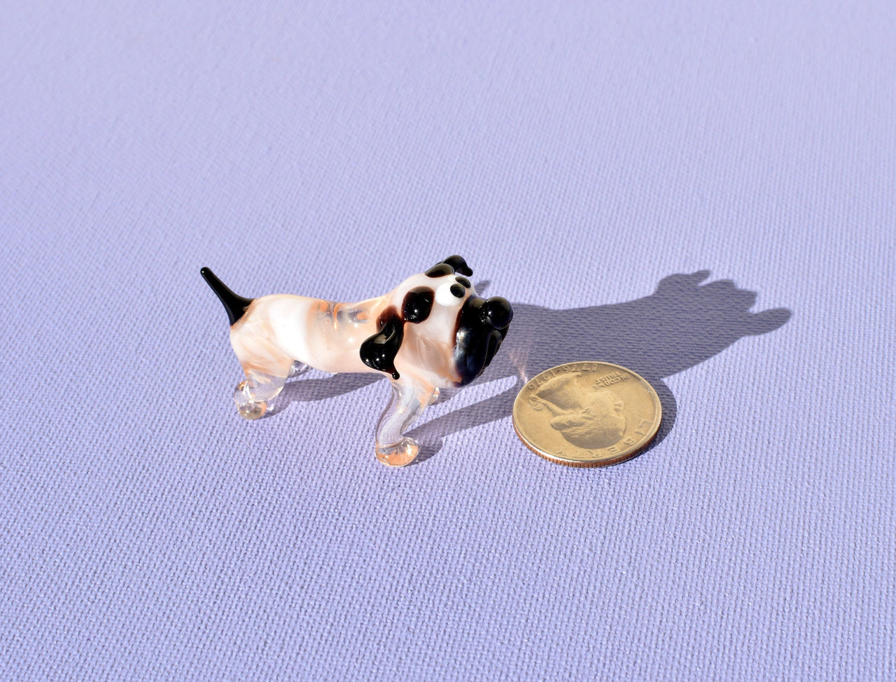 Handmade Glass Bulldog Figurine: Whimsical Art Glass Sculpture