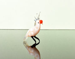 Cockatoo Figurine, Tiny Glass Animals, Mini Cockatoo Glass Bird, Gift for Bird Lovers, Glass Parrot Miniature, Hand Blown Glass Animal