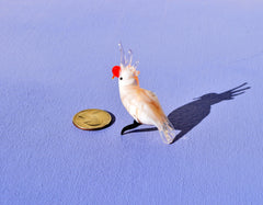Hand Blown Glass Cockatoo Figurine: Whimsical Parrot Sculpture