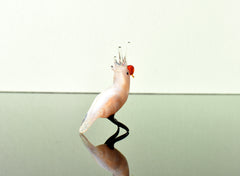 Hand Blown Glass Cockatoo Figurine: Whimsical Parrot Sculpture