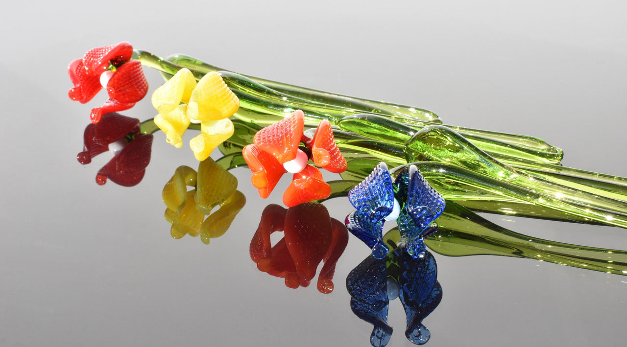 Glass Flower Bouquet - Hand Blown Glass Flowers - Mothers day Gift for Her