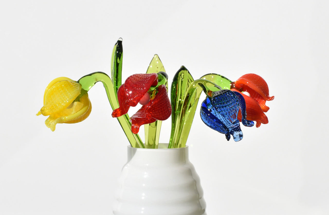 Glass Flower Bouquet - Hand Blown Glass Flowers - Mothers day Gift for Her