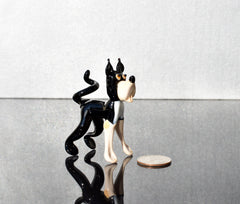 Glass Dog Figurine, Dog Statue, Black and White Dog, Spotted Dog, Puppy, Dog Lover Gift, Hand Blown Art Glass Decor