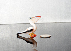 Handmade Glass Pelican Figurine: Whimsical Art Glass Sculpture, 3.5"