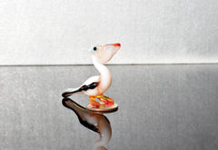 Handmade Glass Pelican Figurine: Whimsical Art Glass Sculpture, 3.5"
