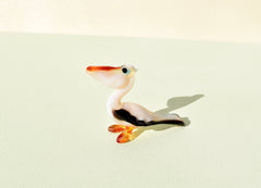 Handmade Glass Pelican Figurine: Whimsical Art Glass Sculpture, 3.5"