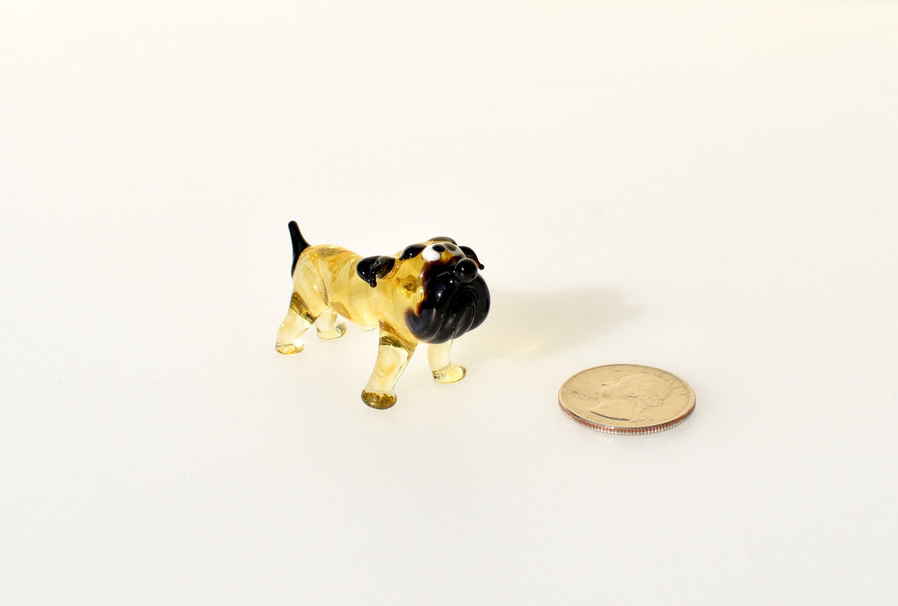 Handmade Glass Bulldog Figurine: Whimsical Art Glass Sculpture