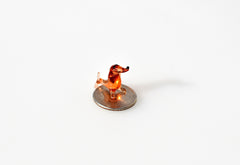 Mini Orange Glass Dachshund Figurine: Handmade Dog Lover Gift