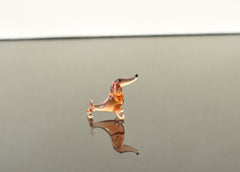 Mini Orange Glass Dachshund Figurine: Handmade Dog Lover Gift