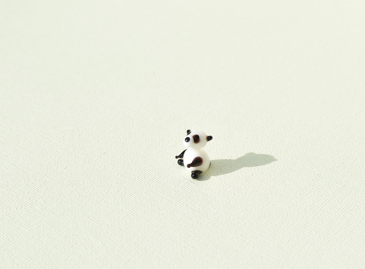 Tiny Glass Panda: Lampwork Miniature Figurine