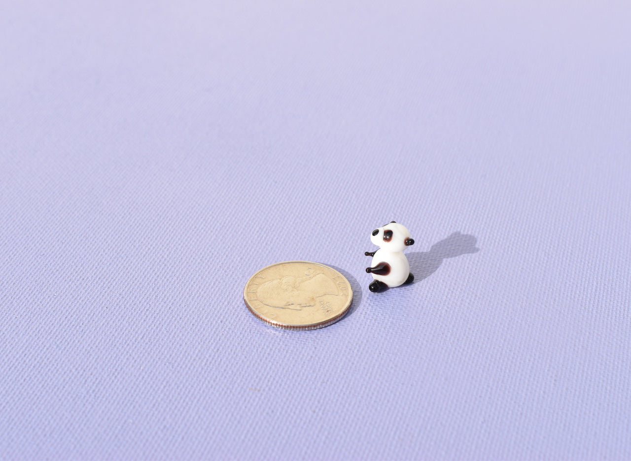 Tiny Glass Panda: Lampwork Miniature Figurine