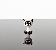Lampwork Siamese Cat Figurine: Whimsical Glass Menagerie