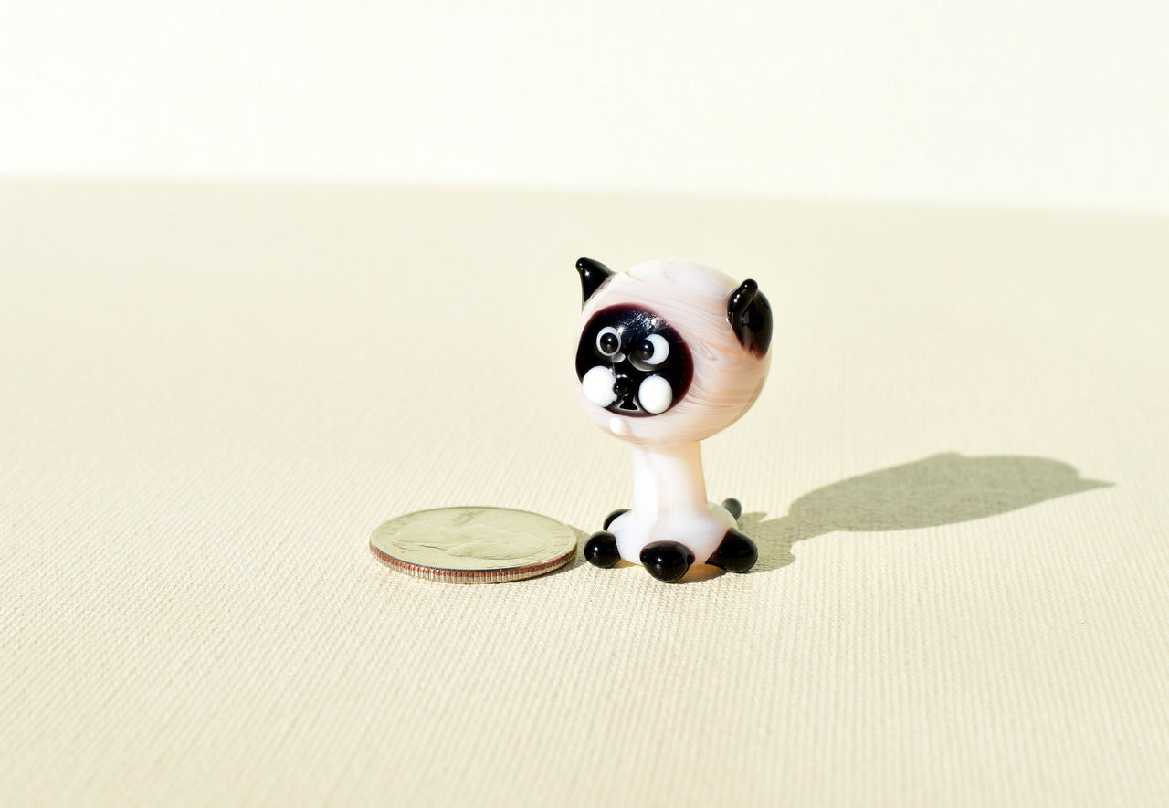 Tiny Glass Animals, Siamese Cat, Mini Glass Animals, Siamese Cat Figurine, Siamese Cat Gifts, Siamese Cat Art, Glass Cat, Glass Sculpture