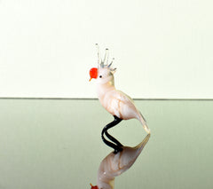 Hand Blown Glass Cockatoo Figurine: Whimsical Parrot Sculpture