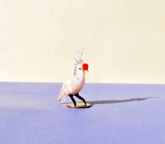 Hand Blown Glass Cockatoo Figurine: Whimsical Parrot Sculpture