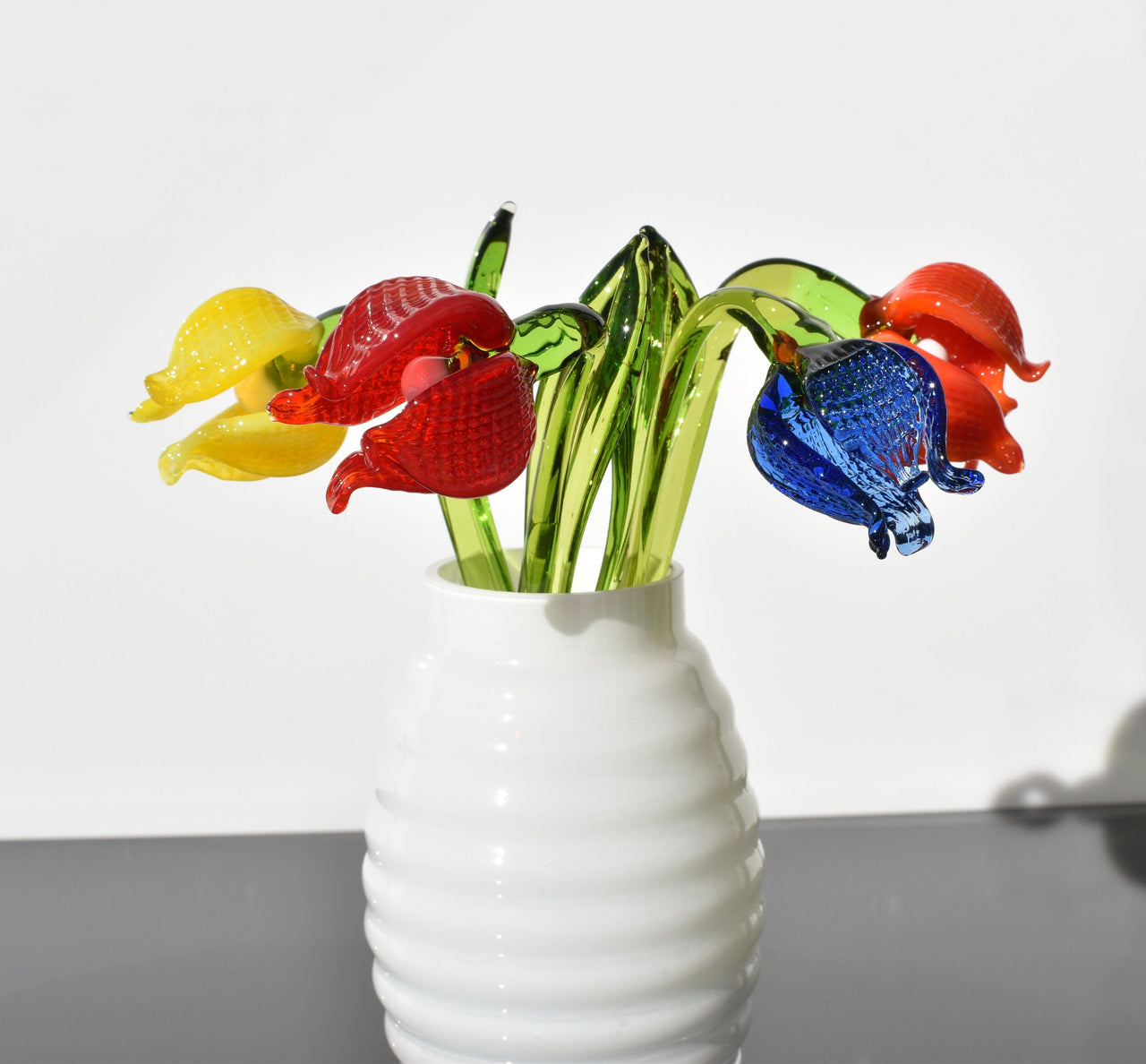 Glass Flower Bouquet - Hand Blown Glass Flowers - Mothers day Gift for Her