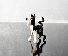 Glass Dog Figurine, Dog Statue, Black and White Dog, Spotted Dog, Puppy, Dog Lover Gift, Hand Blown Art Glass Decor