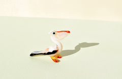 Handmade Glass Pelican Figurine: Whimsical Art Glass Sculpture, 3.5"