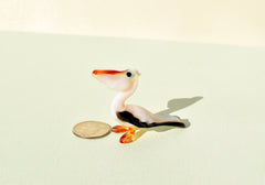 Handmade Glass Pelican Figurine: Whimsical Art Glass Sculpture, 3.5"