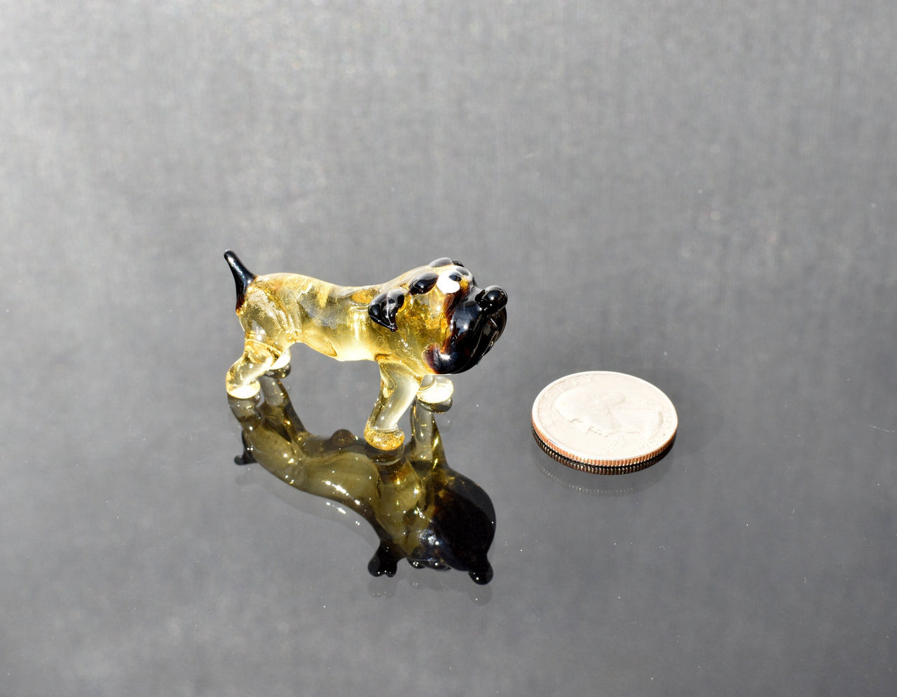 Handmade Glass Bulldog Figurine: Whimsical Art Glass Sculpture