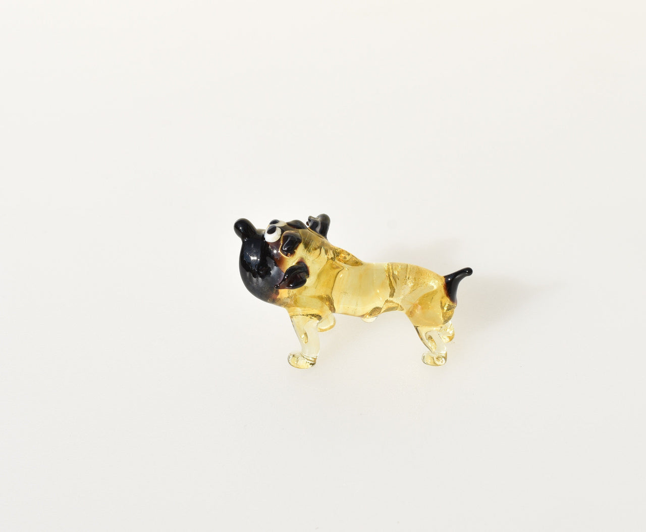 Handmade Glass Bulldog Figurine: Whimsical Art Glass Sculpture
